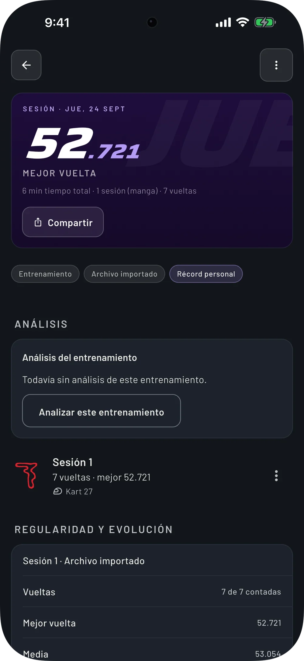 Cada entreno, registrado.